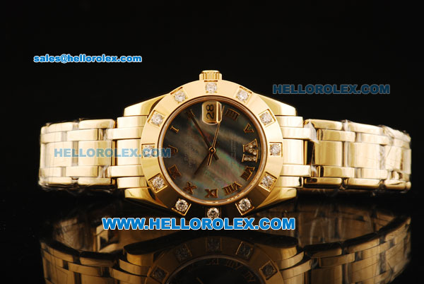 Rolex Datejust Automatic Movement Full Gold with MOP Dial and Roman Numerals-ETA Coating Case - Click Image to Close